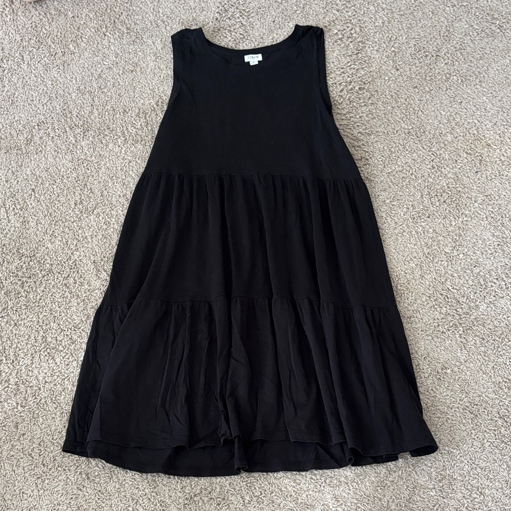 J. Crew Black Sleeveless Tiered Dress